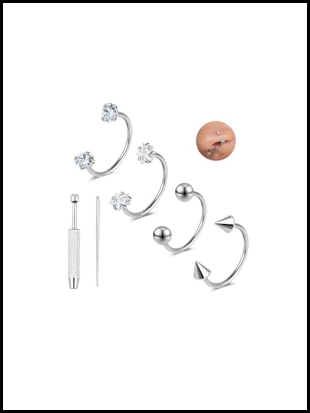 20G Titanium Horseshoe Nose Ring Internally Threaded Septum Jewelry Lip Ring
